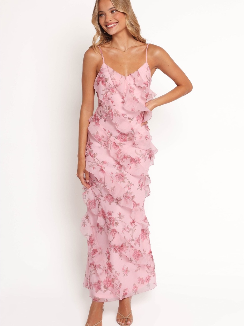 petal & pup ciao Ruffles Maxi Dress in Pink Floral - Picture 1 of 9